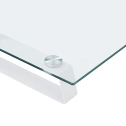 vidaXL Skjermstativ hvit 60x20x8 cm herdet glass og metall