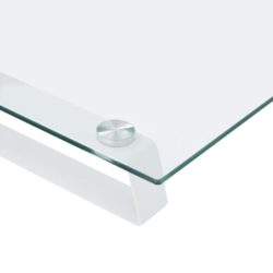 Skjermstativ hvit 80x35x8 cm herdet glass og metall