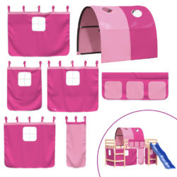 Køyeseng for barn med tunnel rosa 80×200 cm heltre furu