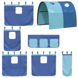 Køyeseng for barn med tunnel blå 90×200 cm heltre furu