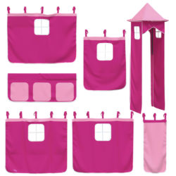 Køyeseng for barn med tårn rosa 80×200 cm heltre furu
