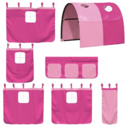 Gardiner for køyeseng med tunnel rosa polyester