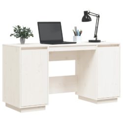 Skrivebord hvit 140x50x75 cm heltre furu