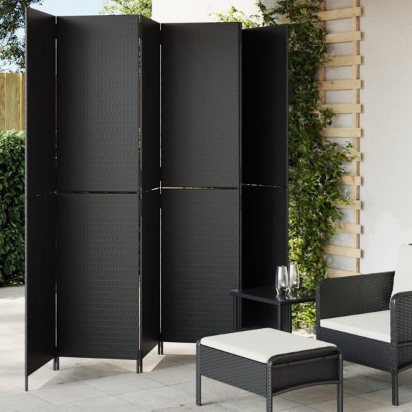 vidaXL Romdeler 6 paneler svart polyrotting