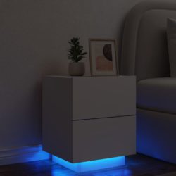 Nattbord med LED hvit konstruert tre