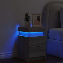 Nattbord med LED grå sonoma 35x39x55 cm
