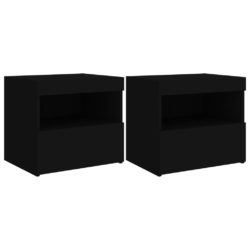 Nattbord med LED 2 stk svart 50x40x45 cm