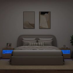Nattbord med LED 2 stk sonoma eik 50x40x45 cm