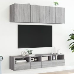 Vegghengt TV-benk grå sonoma 40x30x30 cm konstruert tre