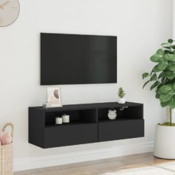 Vegghengt TV-benk svart 100x30x30 cm konstruert tre