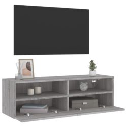 Veggmontert TV-benk grå sonoma eik 100x30x30 cm konstruert tre