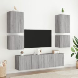 Veggmontert TV-benk grå sonoma eik 40,5x30x40 cm konstruert tre