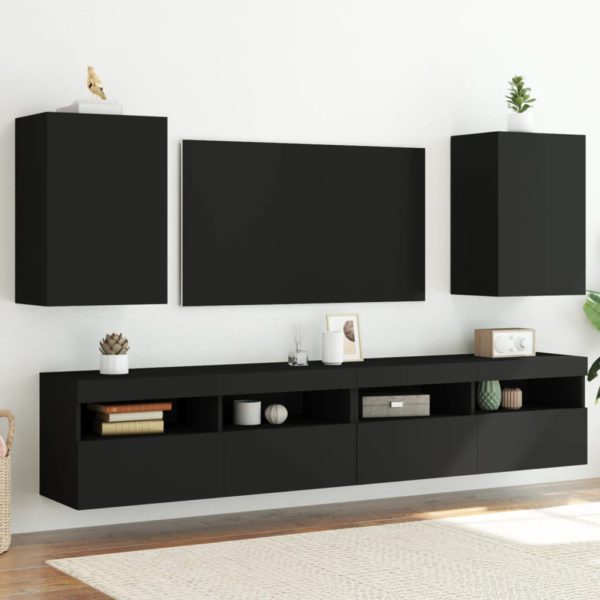 vidaXL Vegghengte TV-benker 2 stk svart 40,5x30x60 cm konstruert tre