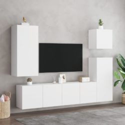 Vegghengt TV-benk hvit 40,5x30x90 cm konstruert tre