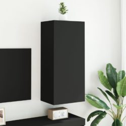 Vegghengt TV-benk svart 40,5x30x90 cm konstruert tre