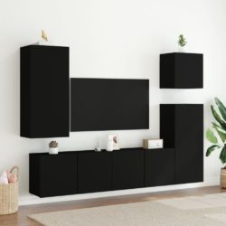 Vegghengt TV-benk svart 40,5x30x90 cm konstruert tre
