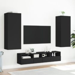 Vegghengt TV-benk svart 40,5x30x102 cm konstruert tre