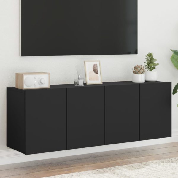 Veggmonterte TV-benker 2 stk svart 60x30x41 cm