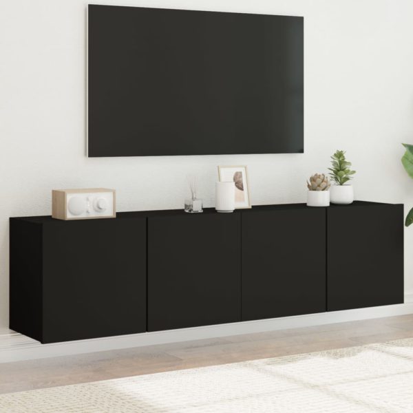 Veggmonterte TV-benker 2 stk svart 80x30x41 cm