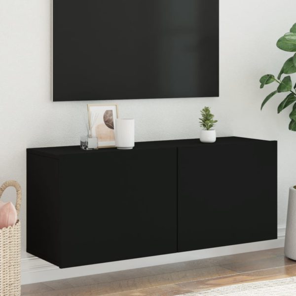 vidaXL Vegghengt TV-benk svart 100x30x41 cm