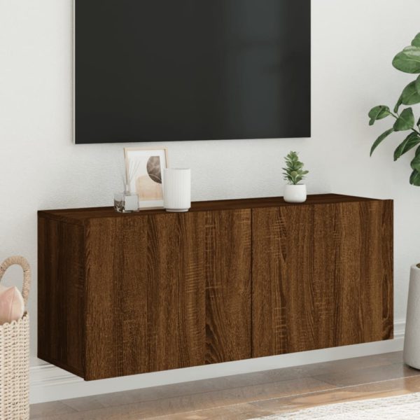 vidaXL Vegghengt TV-benk brun eik 100x30x41 cm