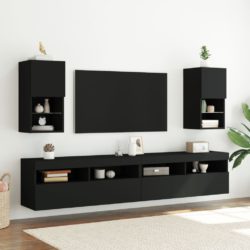 TV-benker med LED-lys 2 stk svart 30,5x30x60 cm