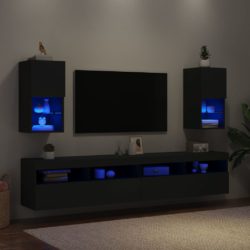 TV-benker med LED-lys 2 stk svart 30,5x30x60 cm