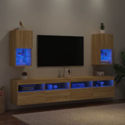TV-benker med LED-lys 2 stk sonoma eik 30,5x30x60 cm