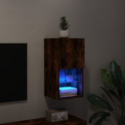 TV-benk med LED-lys røkt eik 30,5x30x60 cm