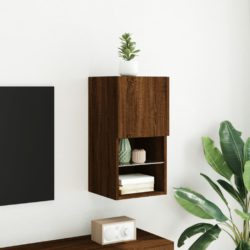 TV-benk med LED-lys brun eik 30,5x30x60 cm