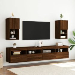 TV-benker med LED-lys 2 stk brun eik 30,5x30x60 cm