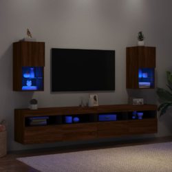 TV-benker med LED-lys 2 stk brun eik 30,5x30x60 cm