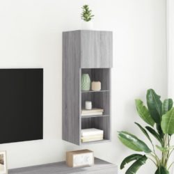 TV-benk med LED-lys grå sonoma 30,5x30x90 cm
