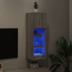 TV-benk med LED-lys grå sonoma 30,5x30x90 cm
