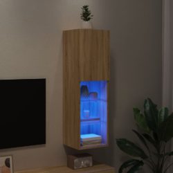 TV-benk med LED-lys sonoma eik 30,5x30x102 cm