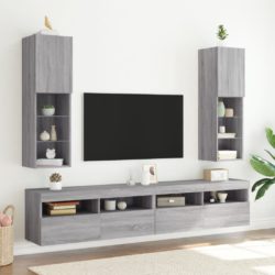 vidaXL TV-benk med LED-lys grå sonoma 30,5x30x102 cm