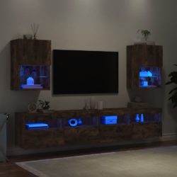 TV-benker med LED-lys 2 stk røkt eik 40,5x30x60 cm