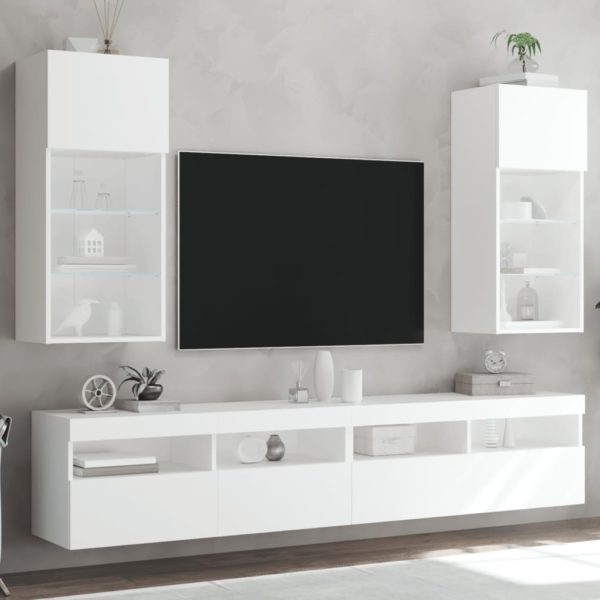 vidaXL TV-benker med LED-lys 2 stk hvit 40,5x30x90 cm