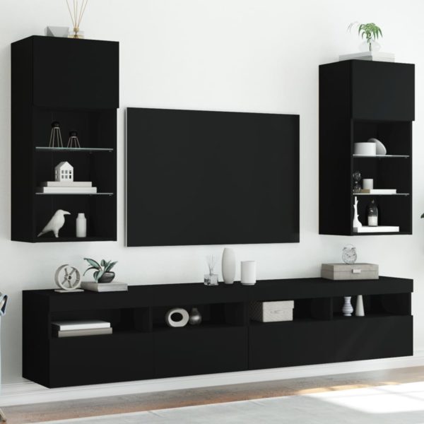 vidaXL TV-benker med LED-lys 2 stk svart 40,5x30x90 cm
