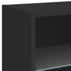 Veggmontert nattbord med LED-lys svart