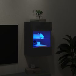 Vegghengt TV-benk med LED svart 40x30x60,5 cm