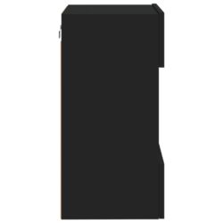 Vegghengt TV-benk med LED svart 40x30x60,5 cm