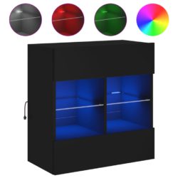 Vegghengt TV-benk med LED svart 58,5x30x60,5 cm