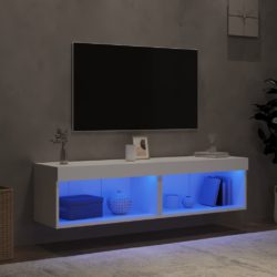 TV-benk med med LED-lys 2 stk hvit 60x30x30 cm