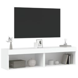 TV-benk med med LED-lys 2 stk hvit 60x30x30 cm