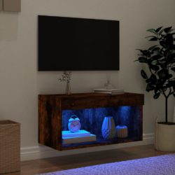 TV-benk med LED røkt eik 60x30x30 cm