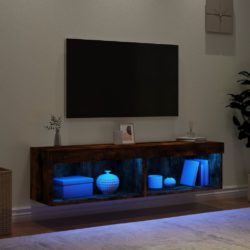 vidaXL TV-benker med LED-lys 2 stk røkt eik 60x30x30 cm