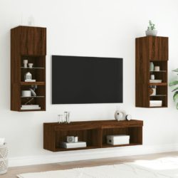 TV-benk med LED brun eik 60x30x30 cm