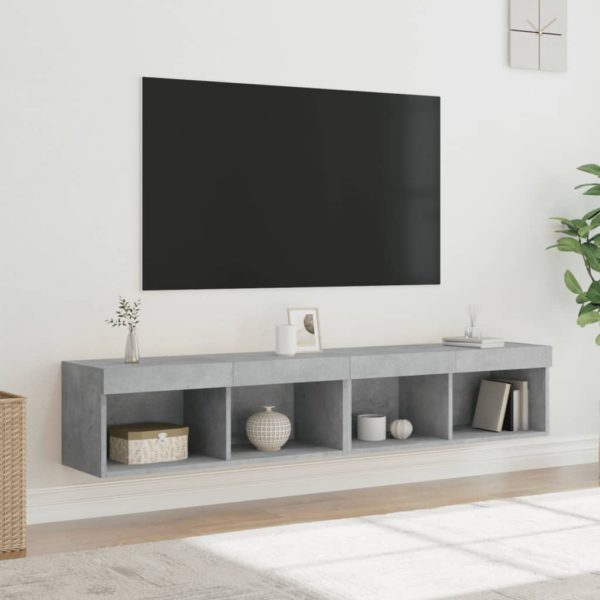 vidaXL TV-benker med LED-lys 2 stk betonggrå 80x30x30 cm