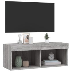 TV-benk med LED-lys grå sonoma 80x30x30 cm